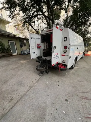 Magnet Plumbing service vehicle on-site for Sewer Line Repair in Destin